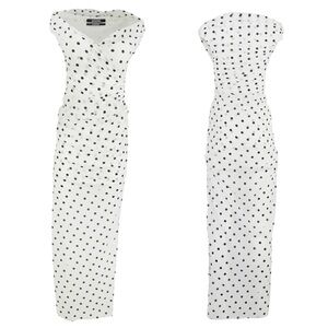 Jacquemus Strapless Dress in White with Black Dots